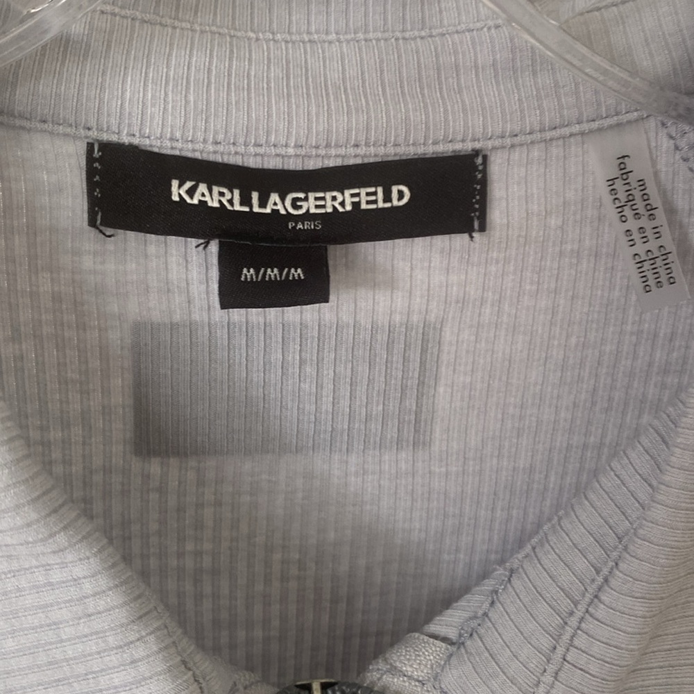 Karl Lagerfeld Paris Colorblock Zip Up Polo Size M - Picture 3 of 6